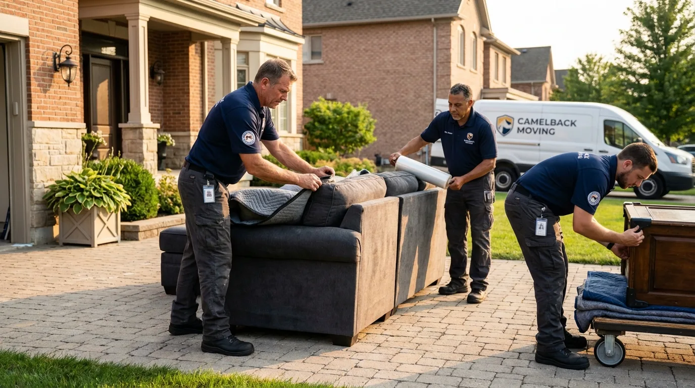 Large estate moving crew wrapping furniture in Elmore, OH